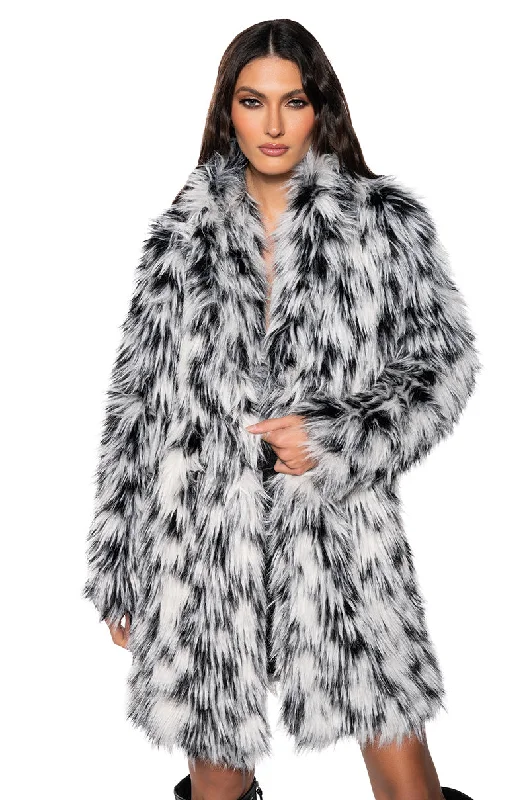 fashionable quilted coatINTERSTELLAR MULTI FAUX FUR JACKET