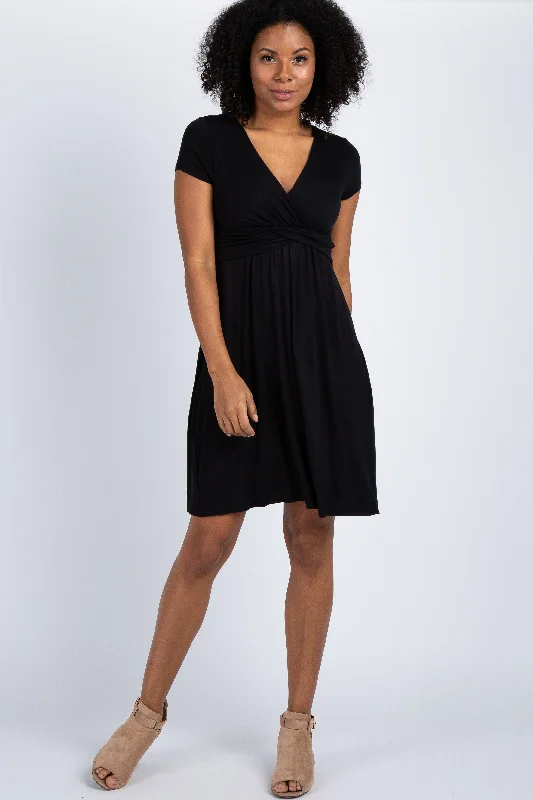 cocktail party dressBlack Draped Front Nursing Dress