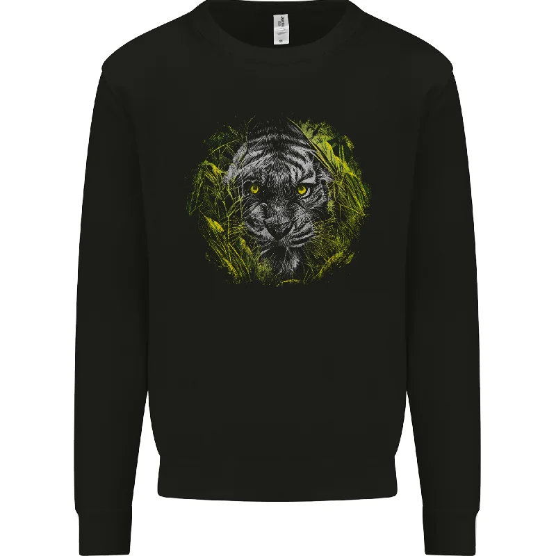 comfy workout sweatshirtA Tiger in the Grass Mens Sweatshirt Jumper