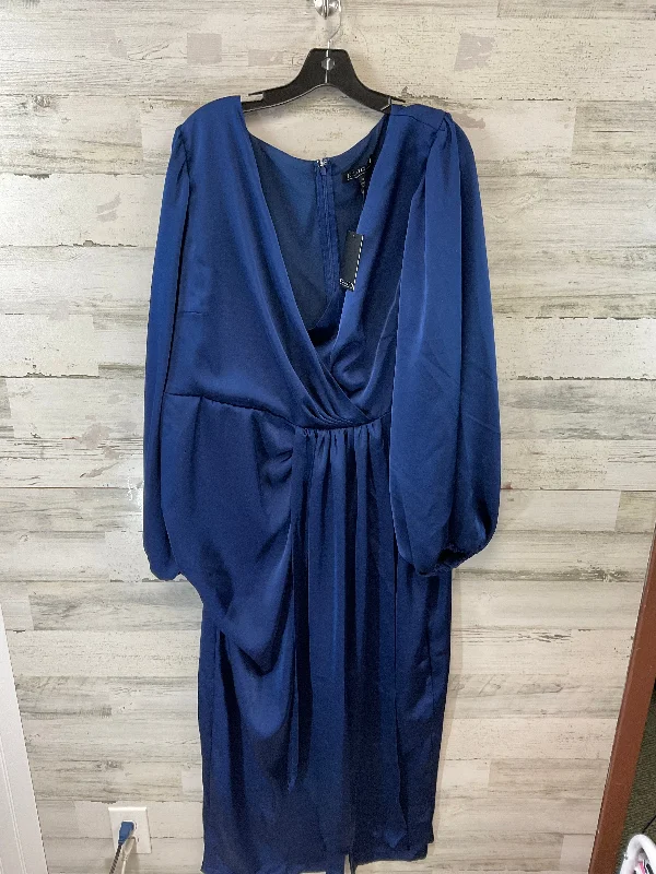 elegant evening dressDress Party Midi By Eloquii In Blue, Size: 3x