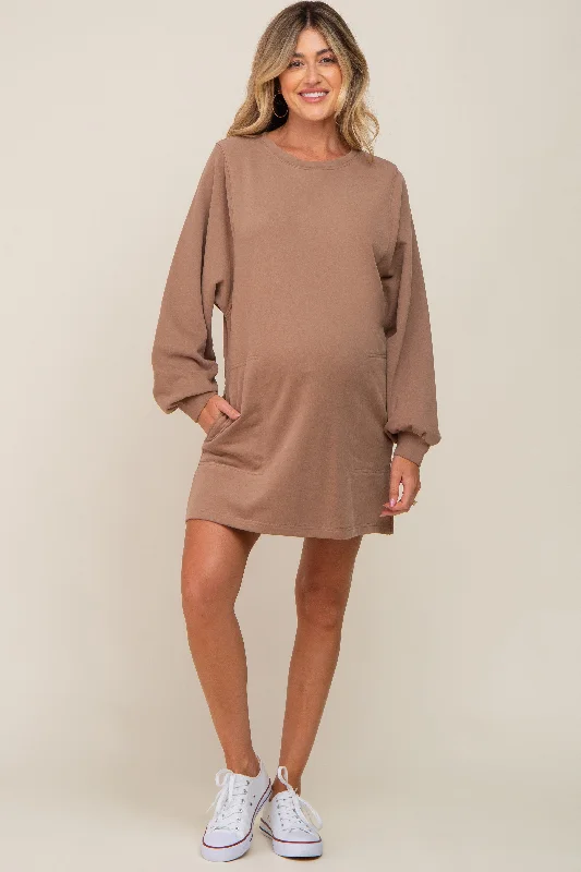 office dressMocha Ultra Soft Maternity Sweatshirt Dress