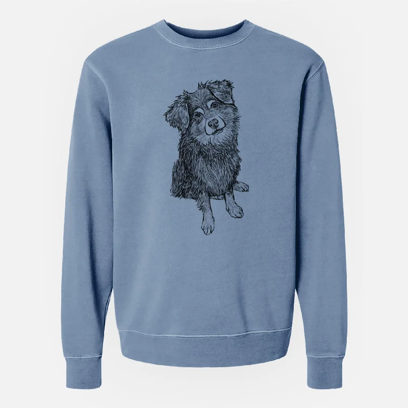 premium athletic sweatshirtDoodled Belle the Mixed Breed - Unisex Pigment Dyed Crew Sweatshirt