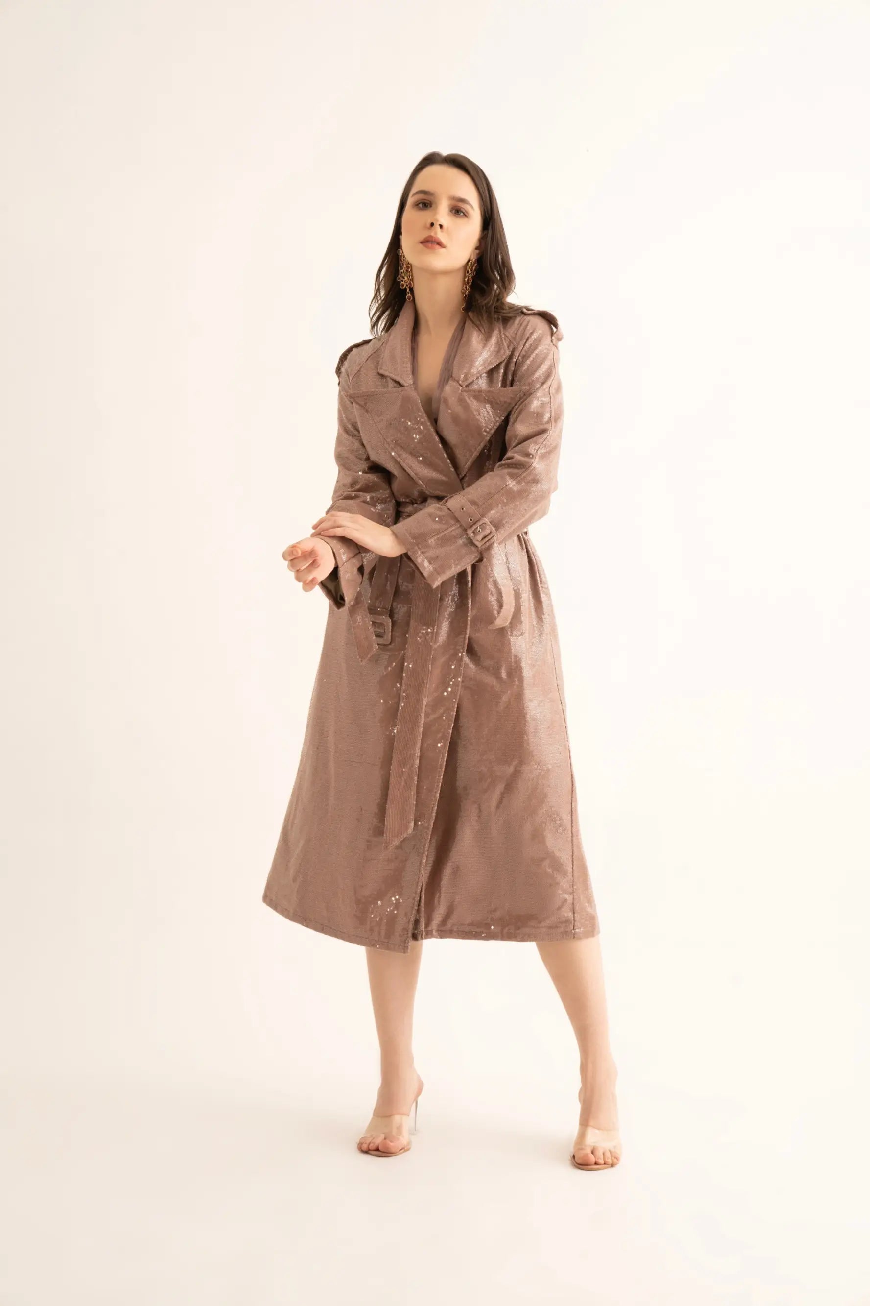 casual coatGrey Sequins Trench