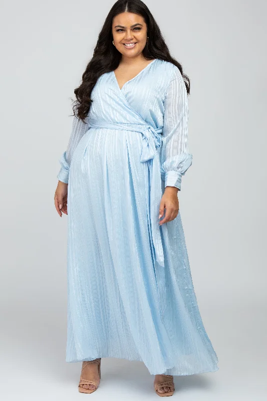 t-shirt dressLight Blue Sparkle Chiffon Plus Maxi Dress