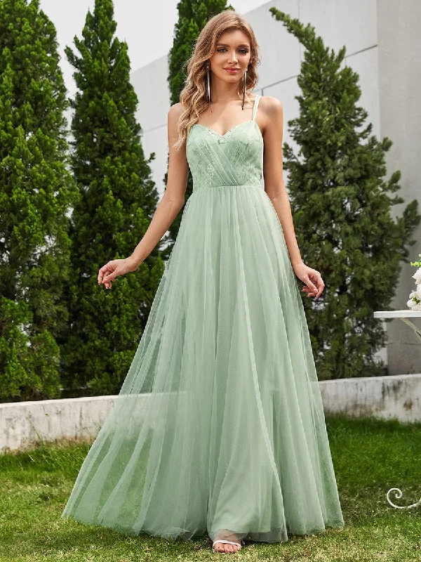 trendy bodycon dressShimmer Cross-Back Straps Wholesale Tulle Bridesmaid Dress with sleeveless