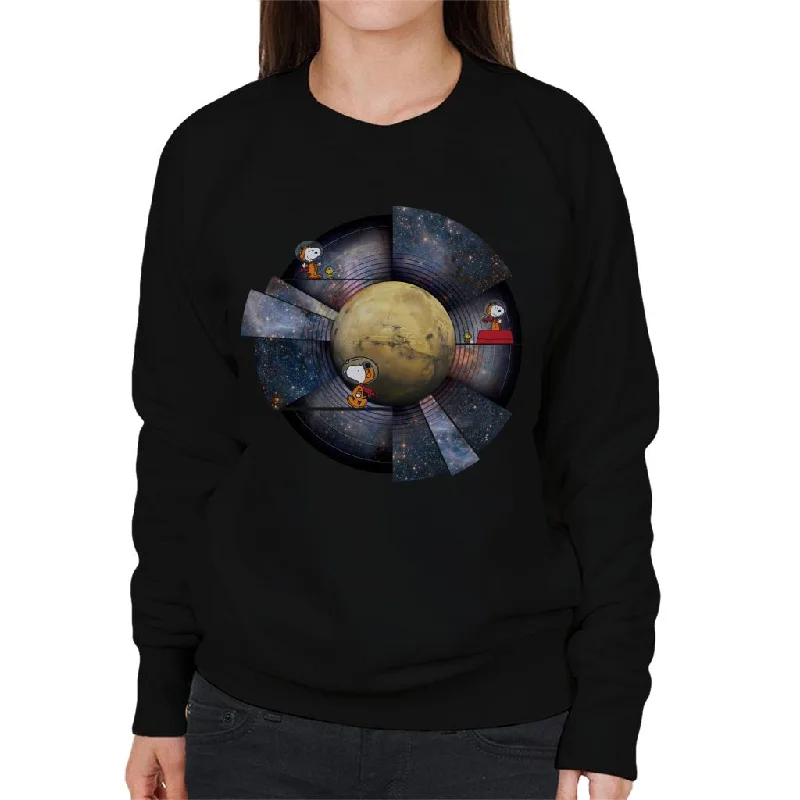 cozy gym sweatshirtPeanuts Snoopy Woodstock Outer Space Montage Women's Sweatshirt