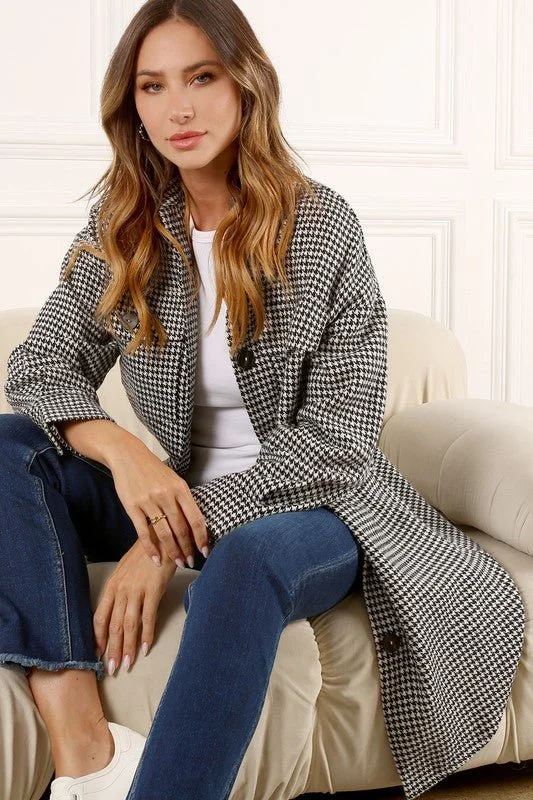 stylish peacoatCheckered Long Shacket