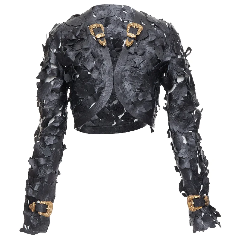 Alexander Mcqueen Floral Laser Cut Leather Jacket