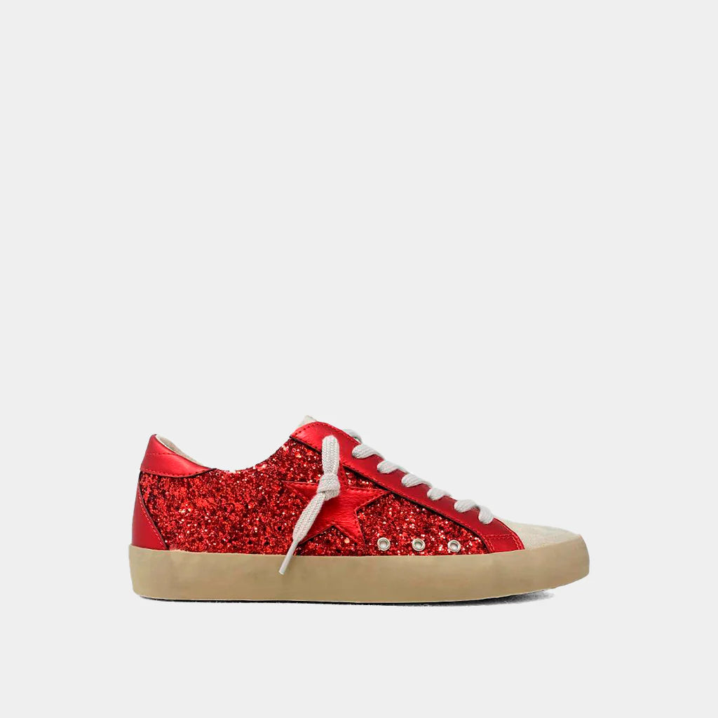 form-fitting dressShu Shop Paula Red Glitter Sneakers