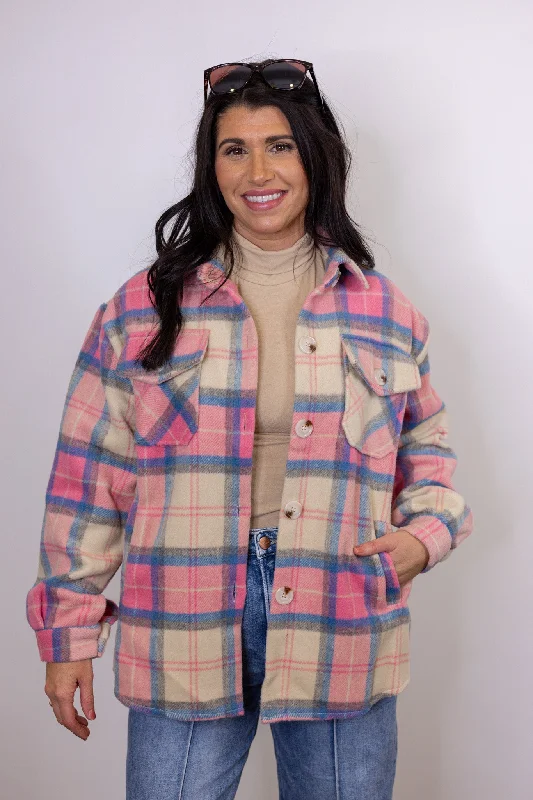 lace-up dressSlightly Obsessed Pink Plaid Jacket