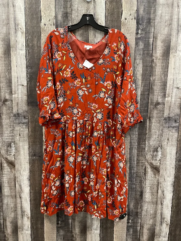 flowy dressDress Casual Midi By Garnet Hill In Orange, Size: Xl