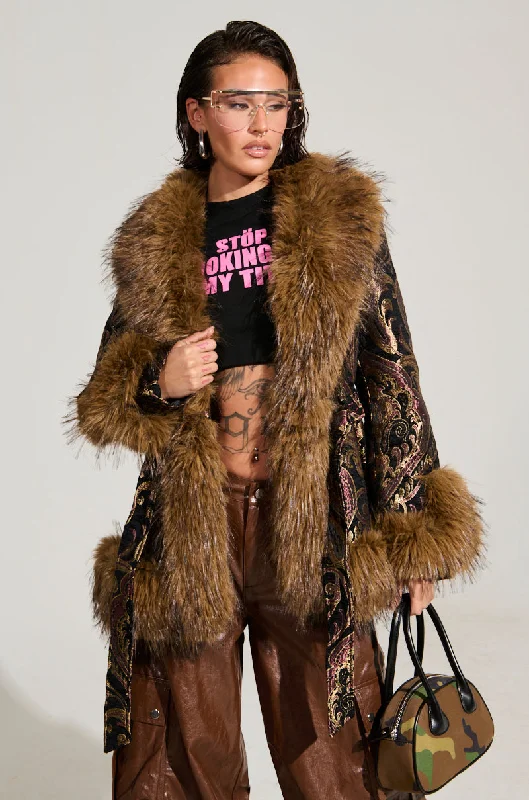 contemporary trench coatSITTING PRETTY FUR TRIM COAT