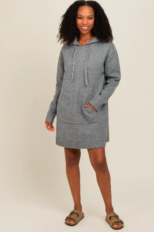 lace dressGrey Hooded Front Pocket Sweater Dress