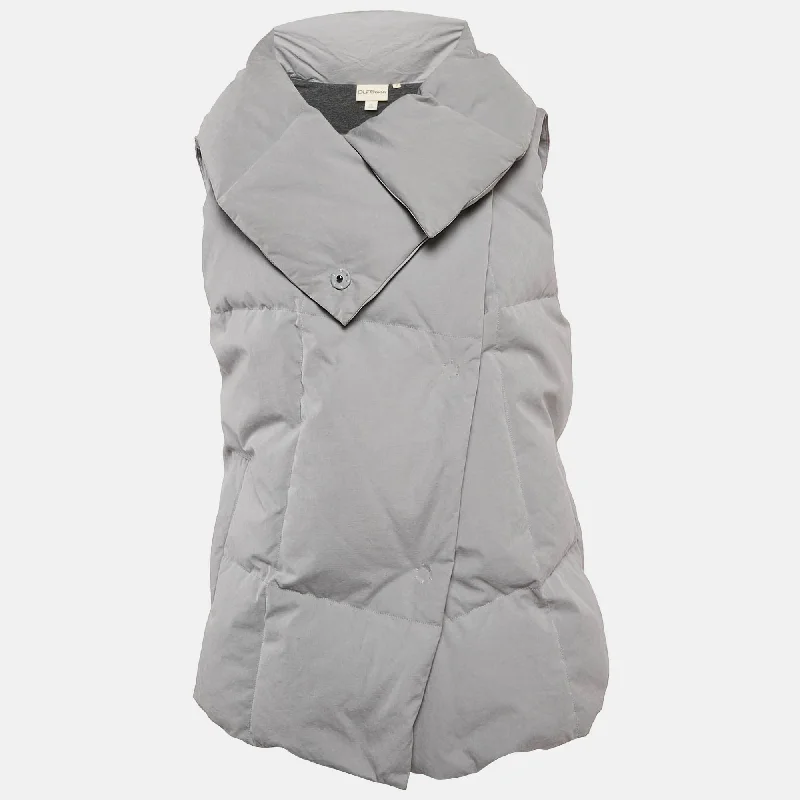 Pure Dkny Grey Cotton Blend Quilted Down Vest M