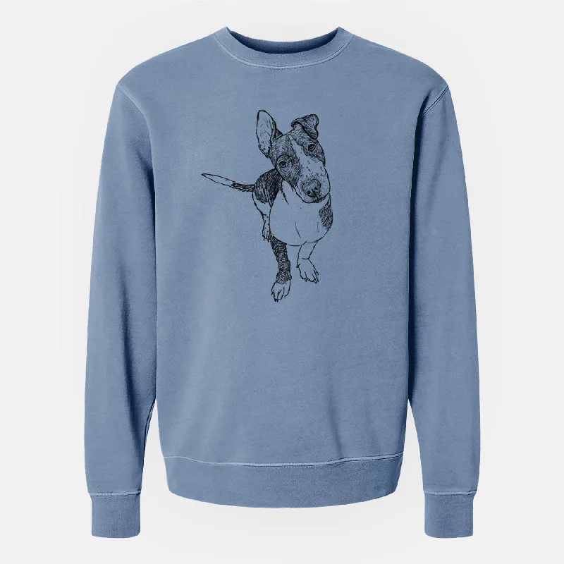 high-performance athletic hoodieDoodled Vinny the Pitbull Mix - Unisex Pigment Dyed Crew Sweatshirt