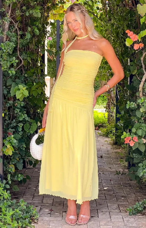 retro coatBrayan Yellow Maxi Dress