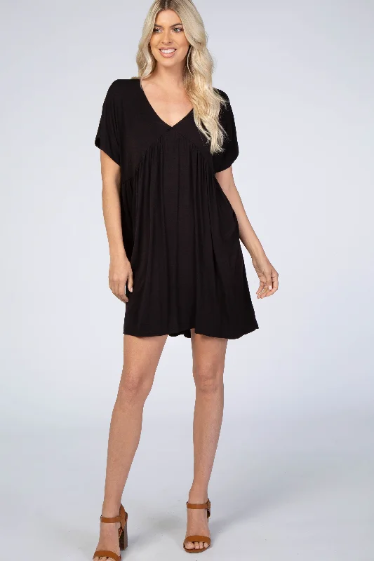 office dressBlack V-Neck Dolman Dress