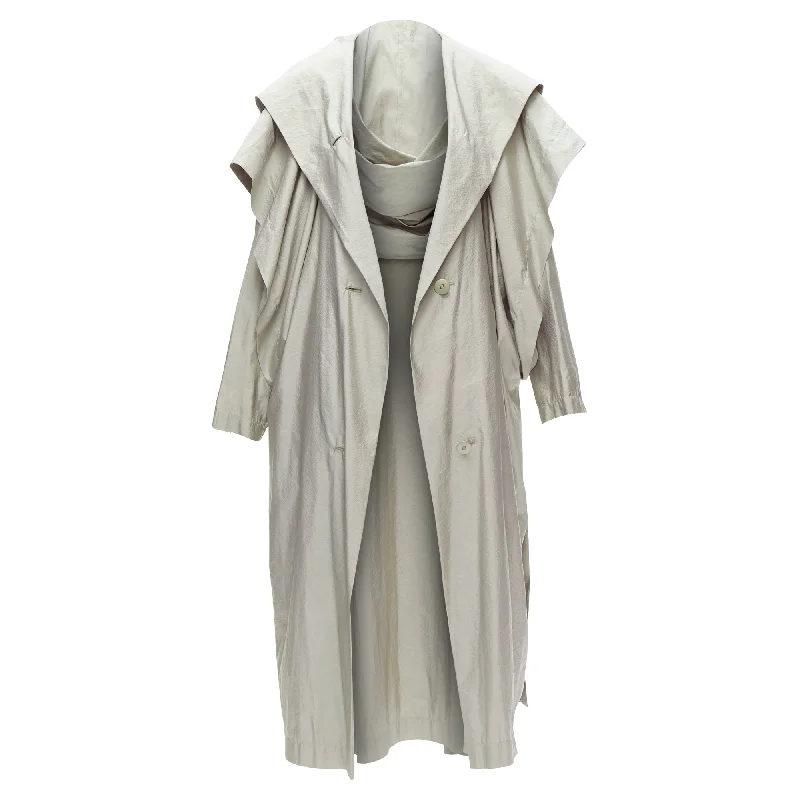 Issey Miyake hooded sleeve layer draped overcoat