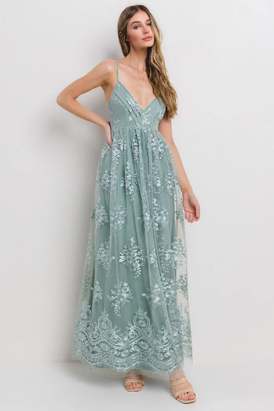 casual shift dressMint Green Floral Lace Overlay Maxi Dress