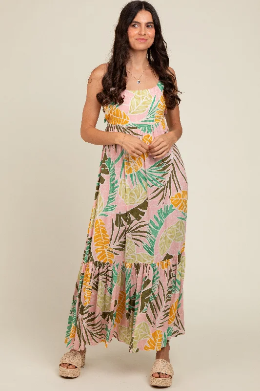 party dressPink Tropical Print Maxi Dress