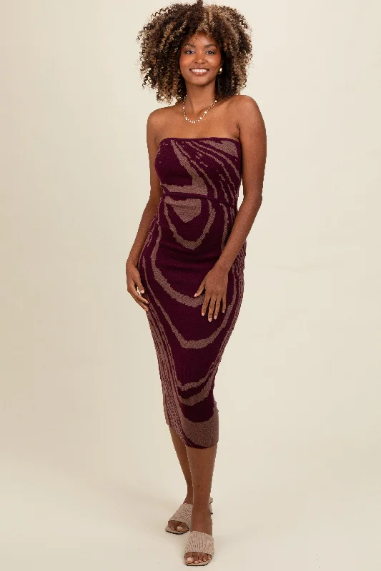 relaxed fit dressPurple Printed Strapless Cutout Fitted Maxi Dress