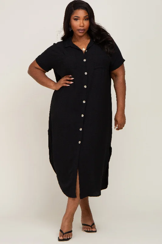 playful dressBlack Button Down Hi Low Plus Maxi Dress