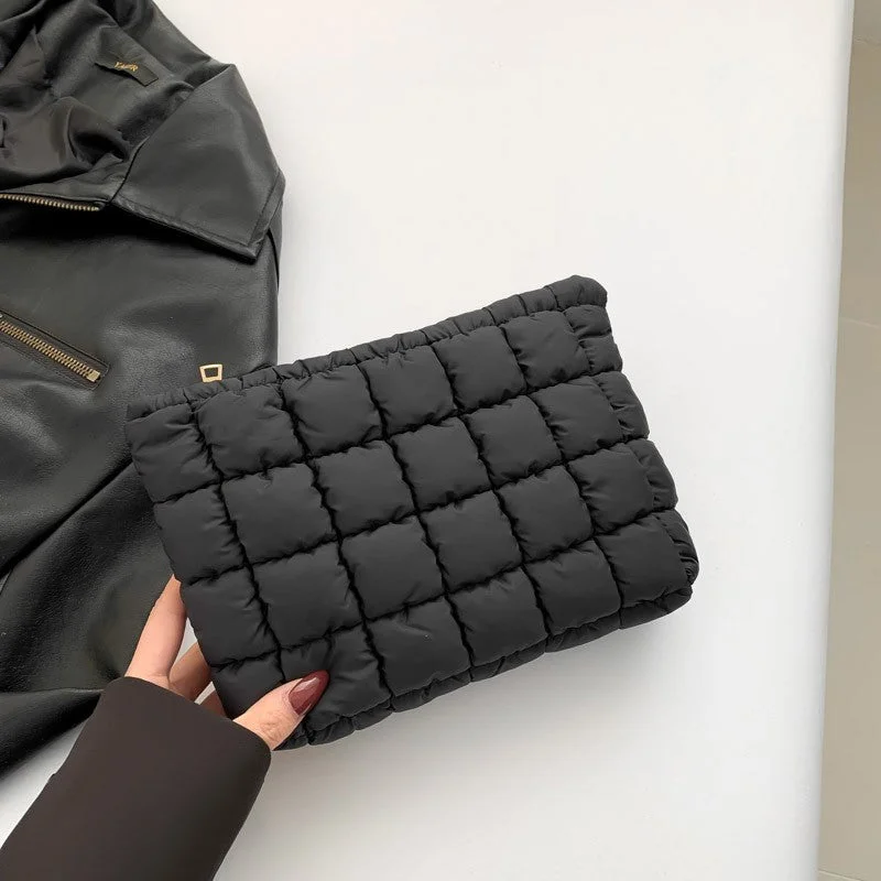 comfy dressBlack Quilted Puffy Cosmetic Bag