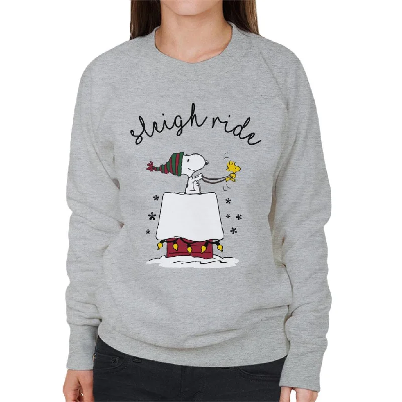 sporty casual hoodiePeanuts Sleigh Ride Christmas Women's Sweatshirt