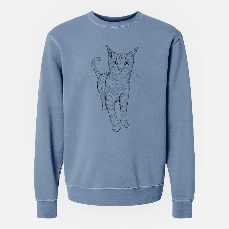 cool workout sweatshirtDoodled Otto the Tabby Cat - Unisex Pigment Dyed Crew Sweatshirt