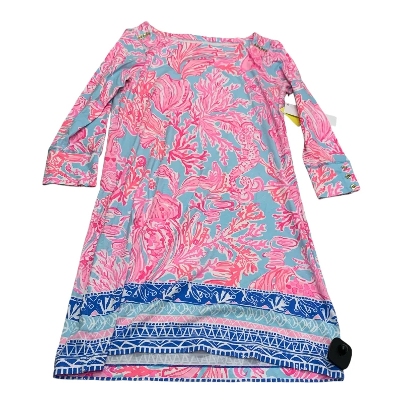 silk dressDress Designer By Lilly Pulitzer In Blue & Pink, Size: S