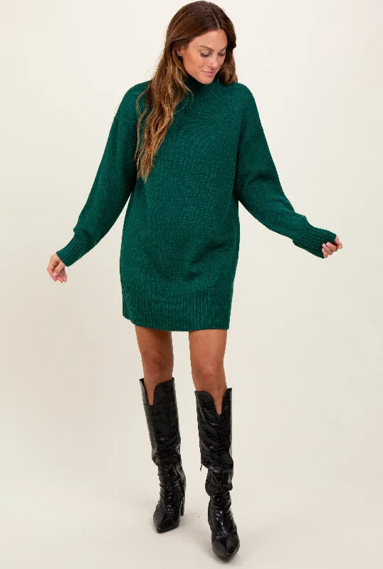 satin dressForest Green Turtle Neck Mini Sweater Dress