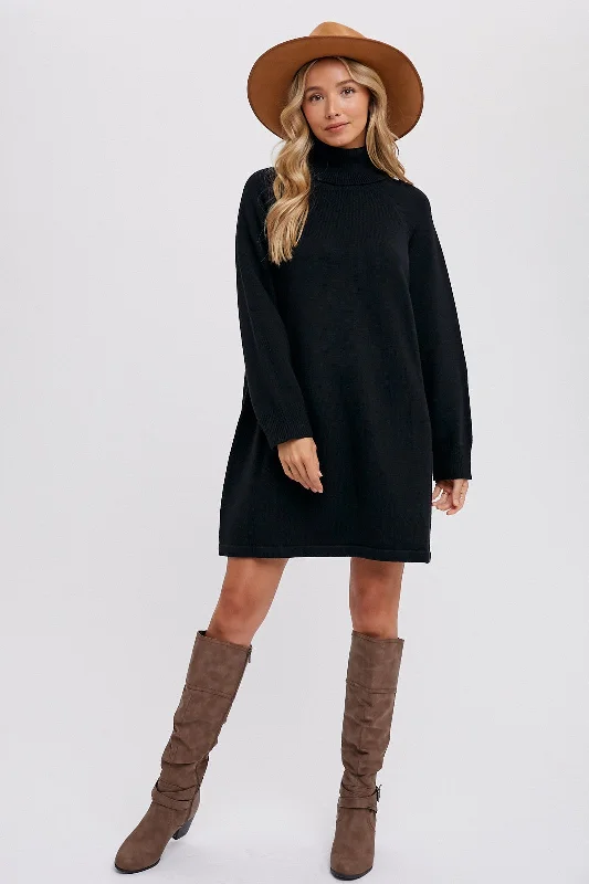 textured dressBlack Turtleneck Long Sleeve Sweater Dress