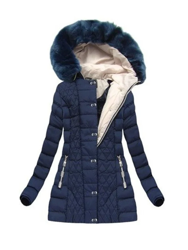 tailored blazer coatLong Slim Blue Hooded Coat