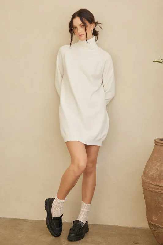 structured dressCream Knit Long Sleeve Turtleneck Sweater Dress