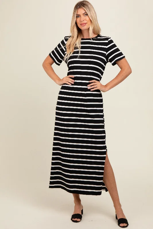 midi dressBlack Striped Side Slit Maxi Dress