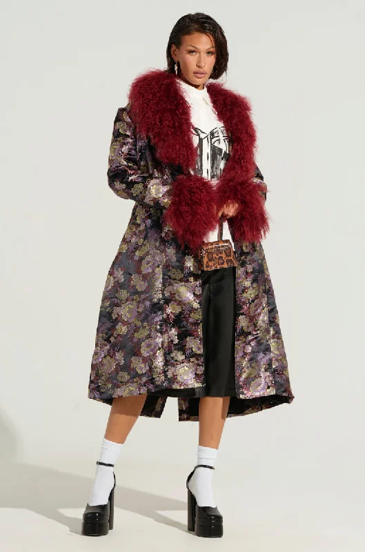 trendy casual outerwearCOSMO BROCADE TRENCH