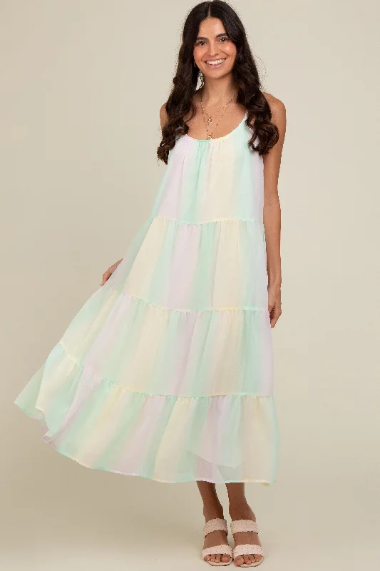 mini dressMulticolor Pastel Ombre Tiered Maxi Dress