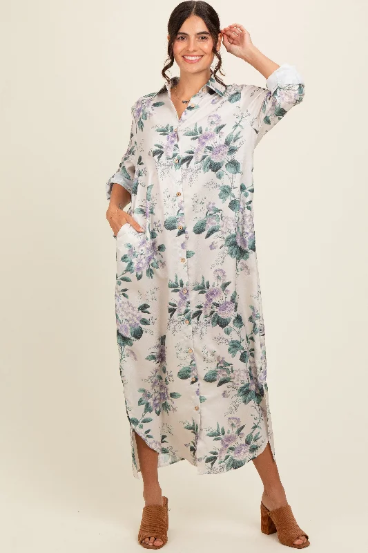 sleeveless dressLavender Floral Button Down Maxi Dress