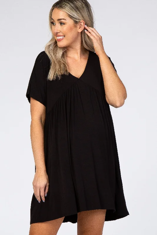 party dressBlack V-Neck Dolman Maternity Dress