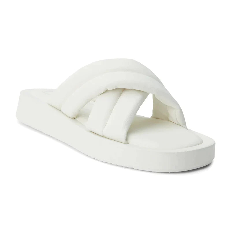 fitted cocktail dressMatisse Piper White Slide Sandals