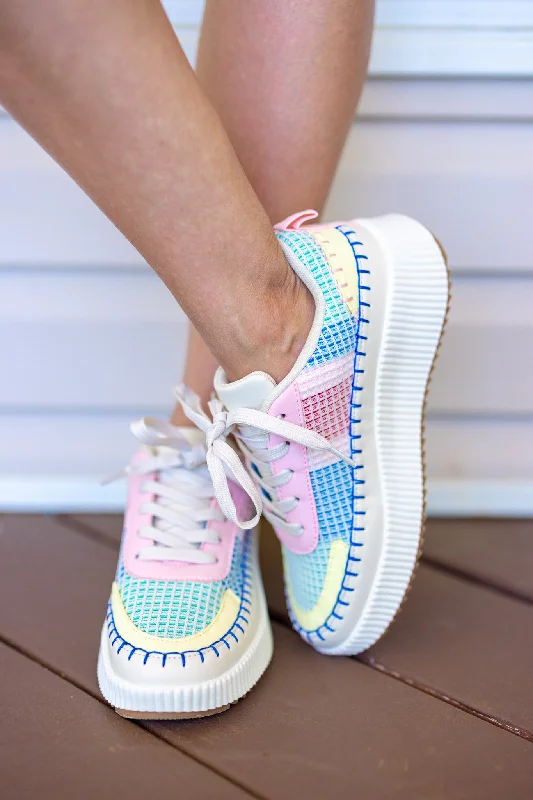 boho-chic dressRainbow Pastel Colored Sneakers