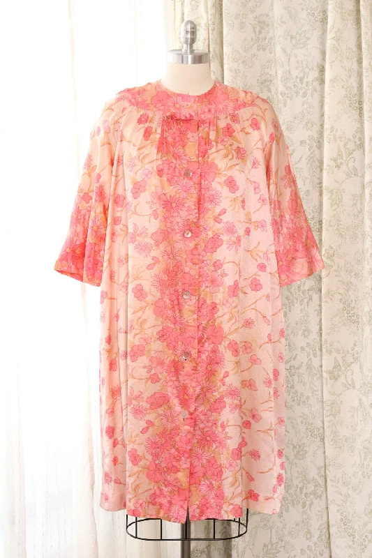 cold weather coatCherry Blossom Satin Duster Dress M/L