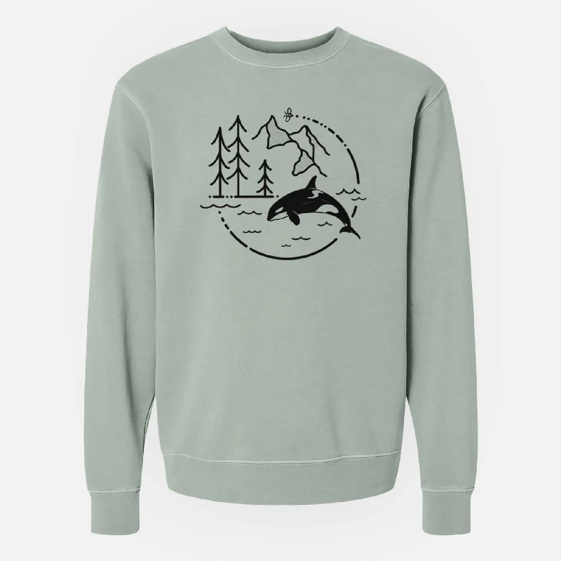 modern sports hoodieIt's All Connected - Orca - Unisex Pigment Dyed Crew Sweatshirt