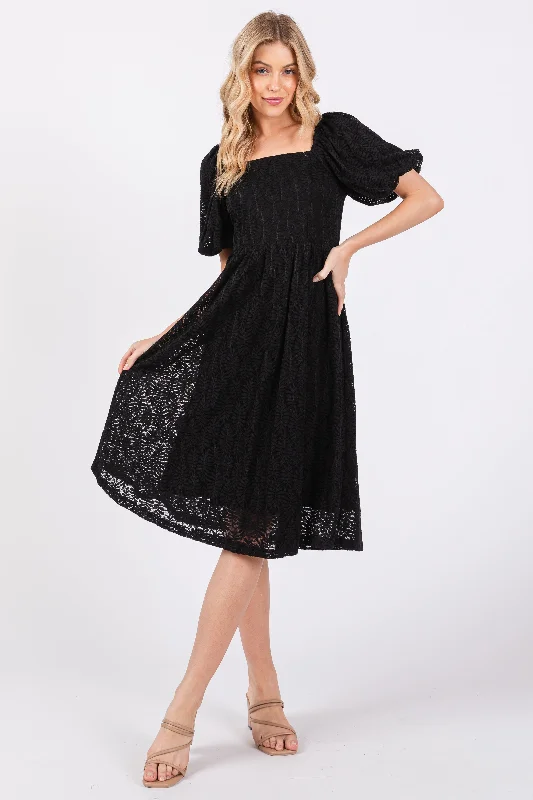 long sleeve dressBlack Lace Square Neck Dress