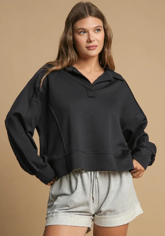 relaxed fit dressEffortless Sass Black Scuba Pullover