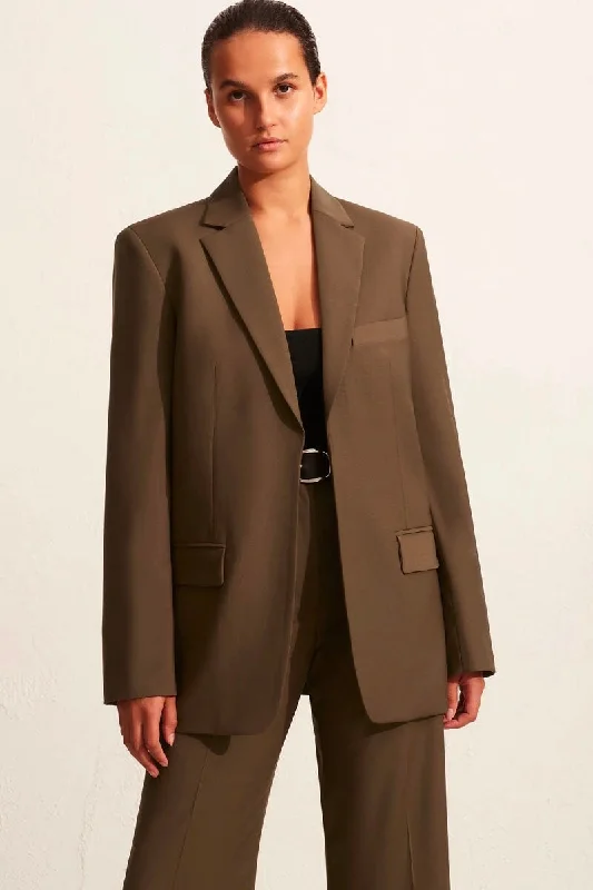 urban coatRELAXED TAILORED BLAZER-COFFEE