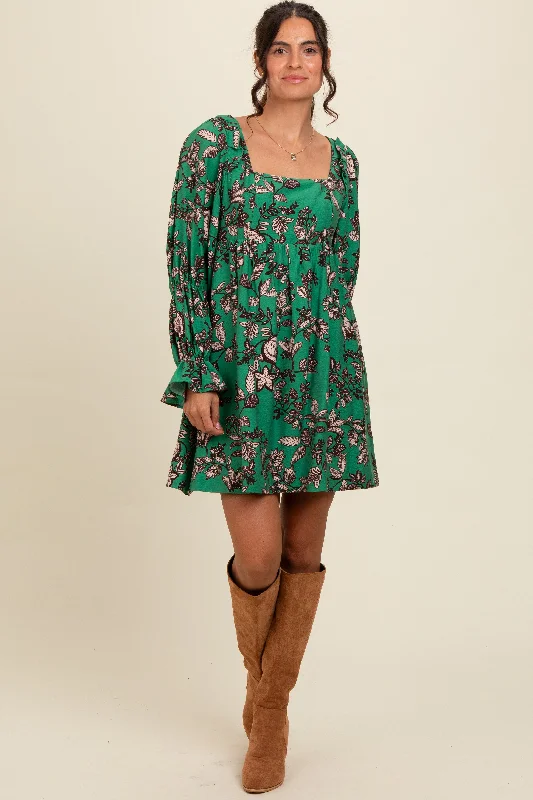 spaghetti strap dressGreen 3/4 Ruffle Sleeve Floral Mini Dress