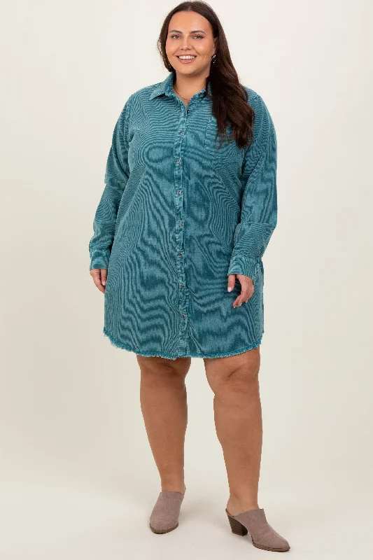 summer dressJade Corduroy Button Down Collared Plus Dress