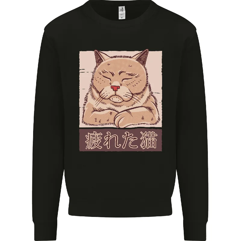 versatile gym hoodieA Tired Cat Mens Sweatshirt Jumper