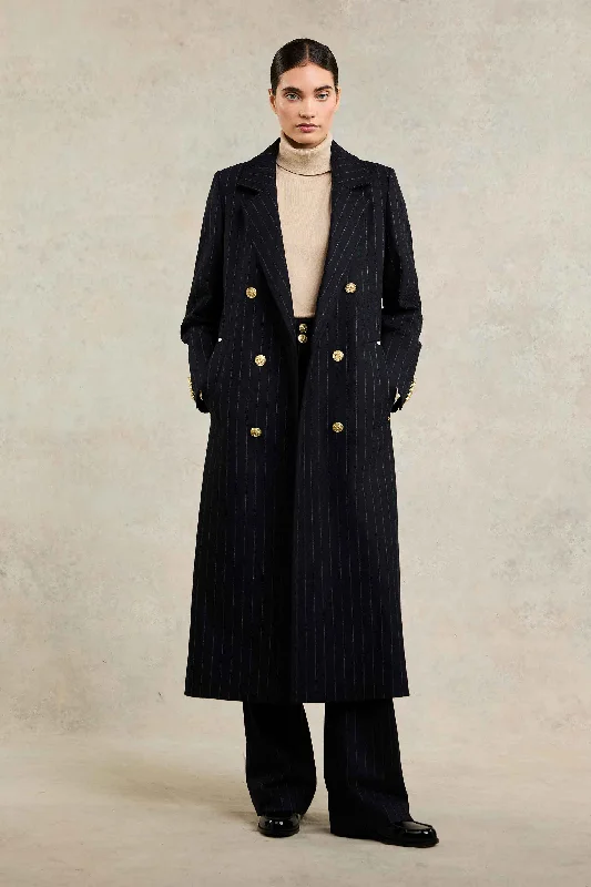 tailored blazer coatDouble Breasted Coat (Dark Navy Pinstripe)